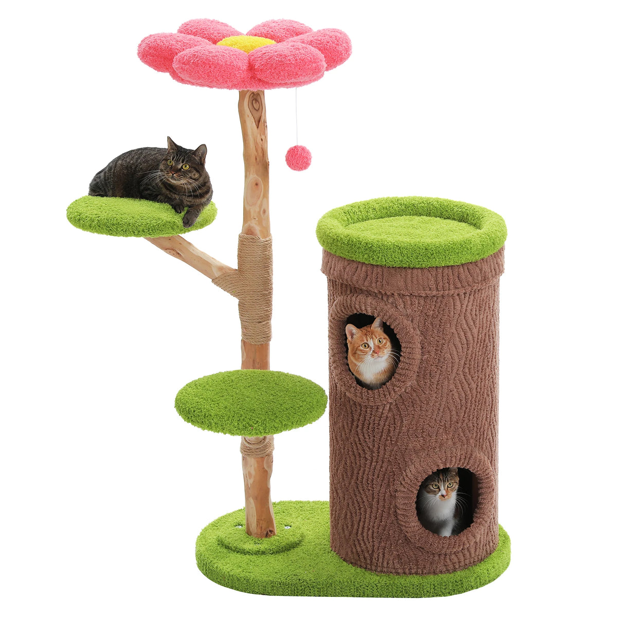 Large Cat Tree with Multiple Condos & Flower Bed