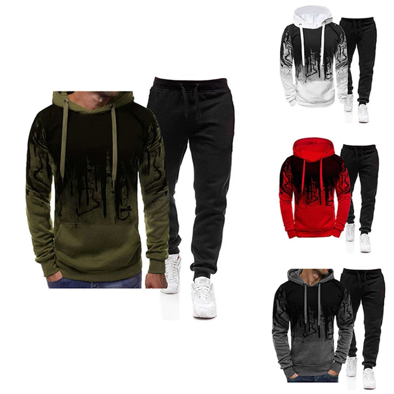 Men's Printed Hoodie & Jogger Tracksuit Set