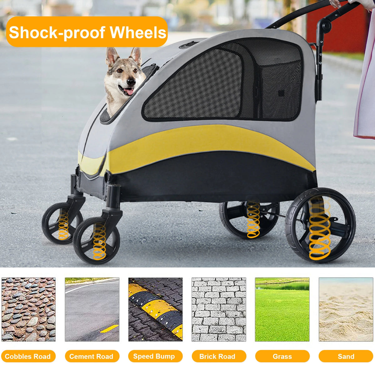 Foldable Four-Wheel Pet Stroller