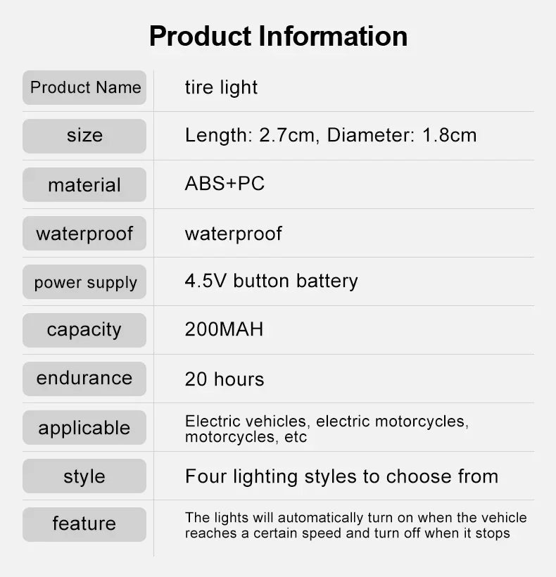 LED Tire Valve Lights – 2 or 4 Pieces
