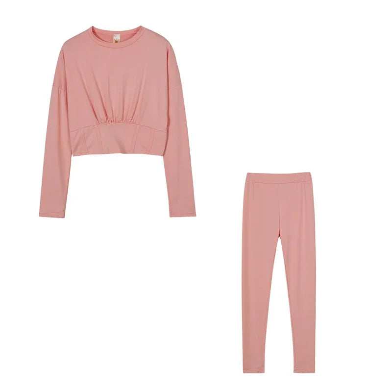 Women's Solid-Color Two-Piece Casual Outfit