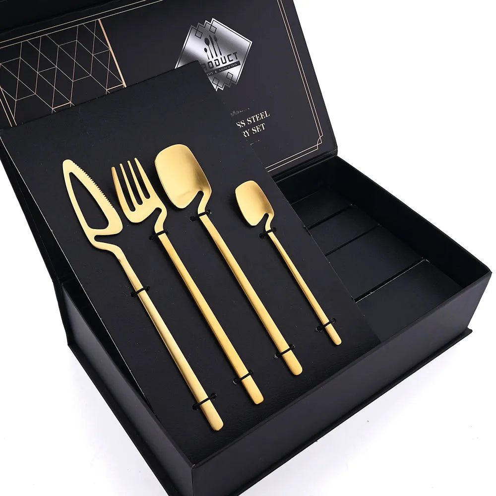 JANKNG Matte Stainless Steel Flatware — 32 Pieces