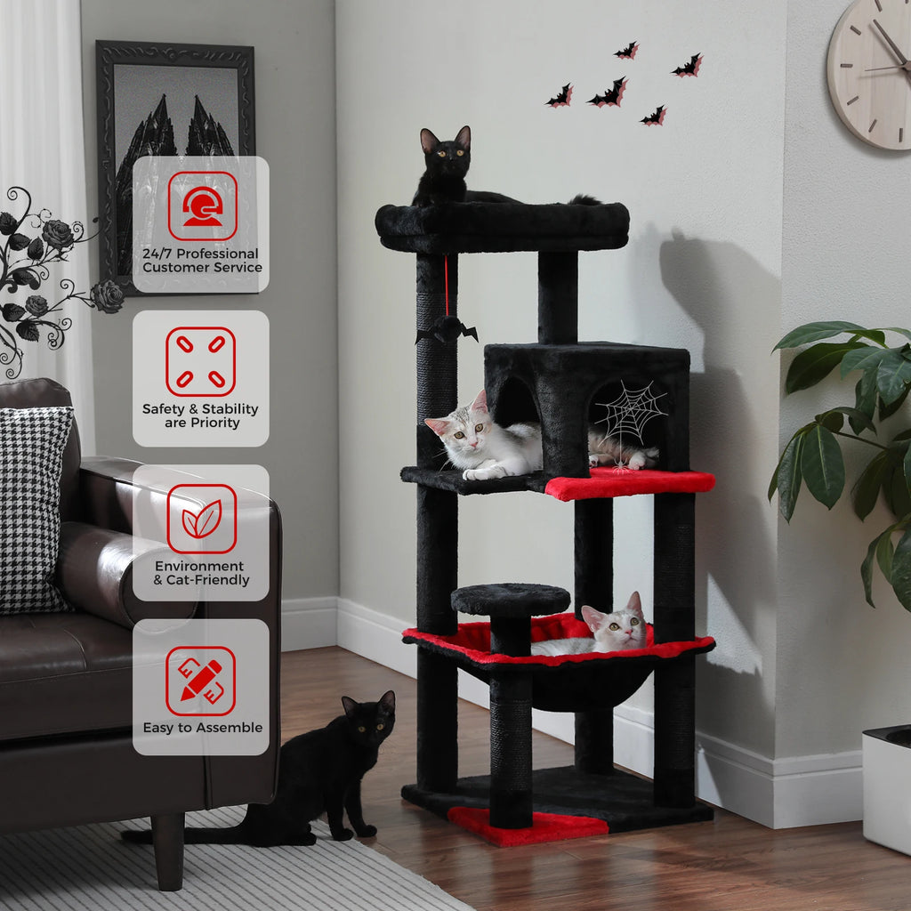 Gothic Cat Tree with Hammock & Condo