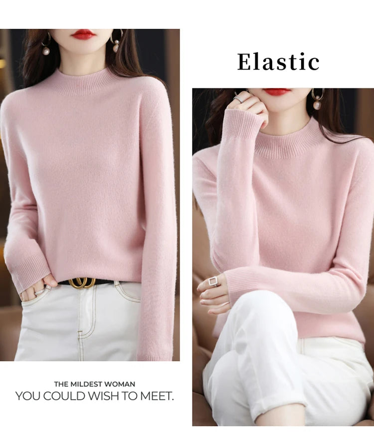 Women's Wool Mock-Neck Knit Sweater