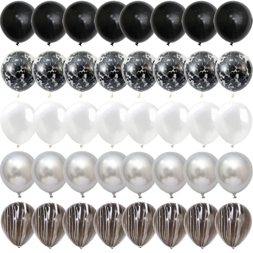 Black Confetti Latex Balloon Sets, 40 Pieces