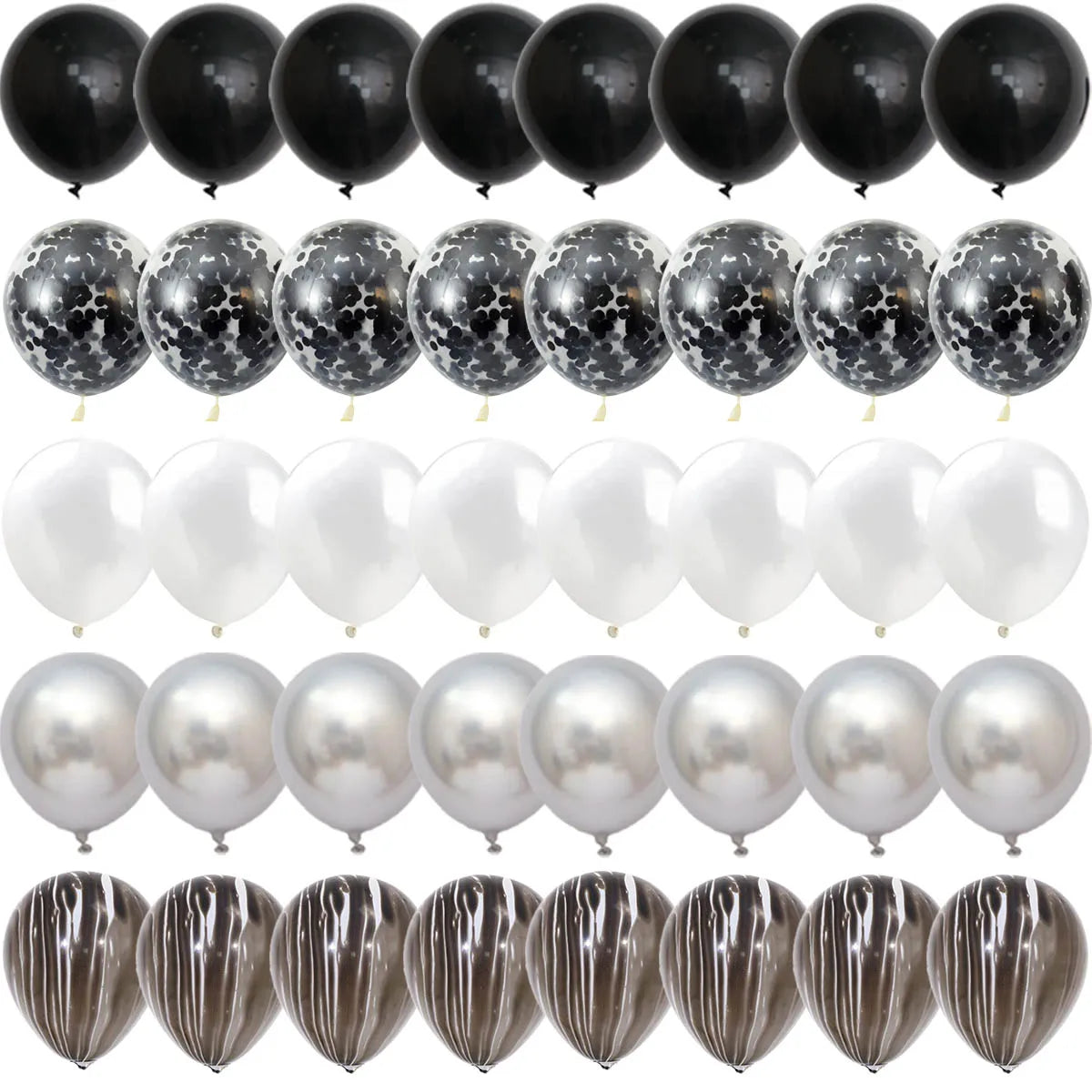 Black Confetti Latex Balloon Sets, 40 Pieces