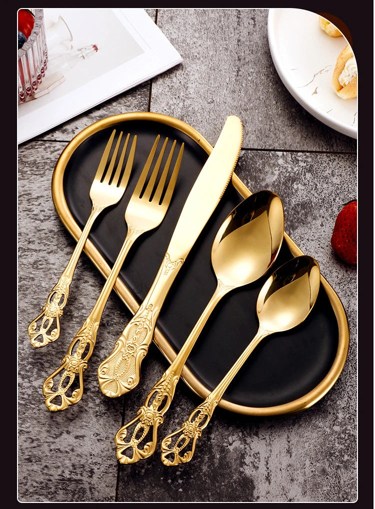 Vintage-Style Stainless Steel Flatware — Assorted Sets