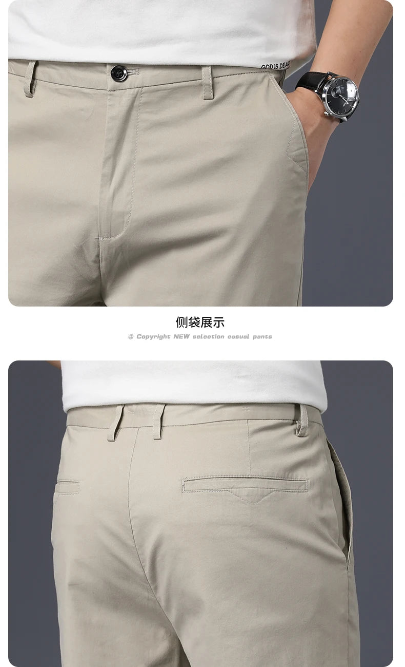 Men's Cotton-Blend Straight-Leg Stretch Pants