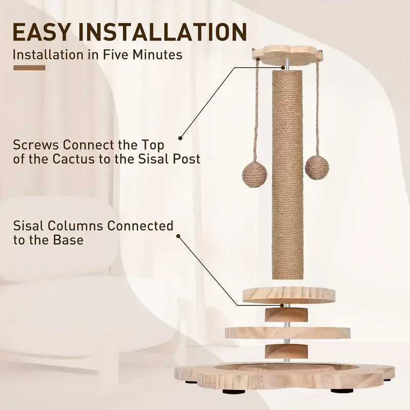 Wooden Cat Scratching Board with Rotating Platform