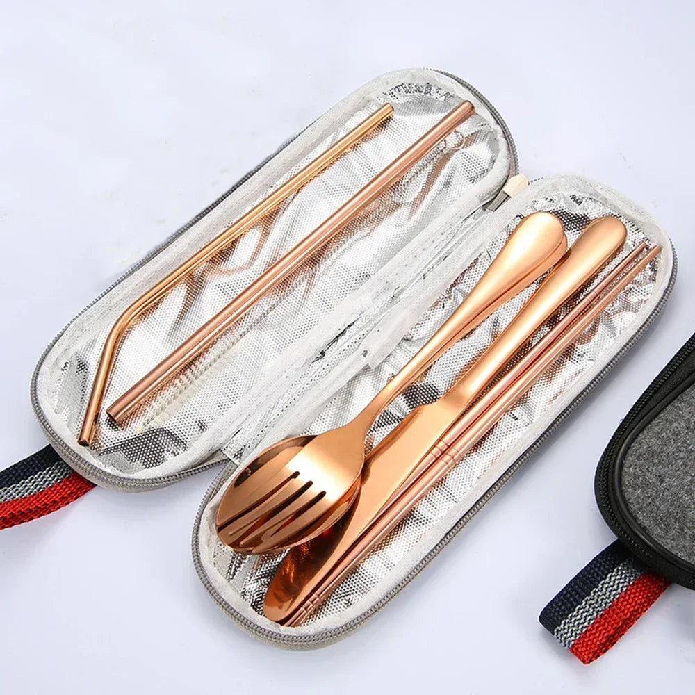 Portable Stainless Steel Travel Cutlery — 8-Piece Set