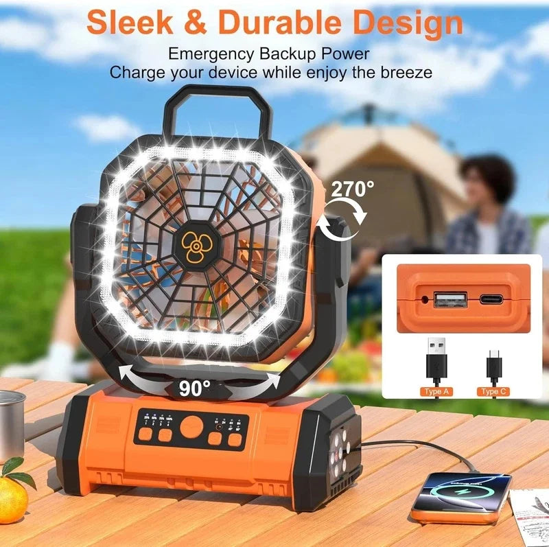 Rechargeable Clip-On Portable Fan with LED Light
