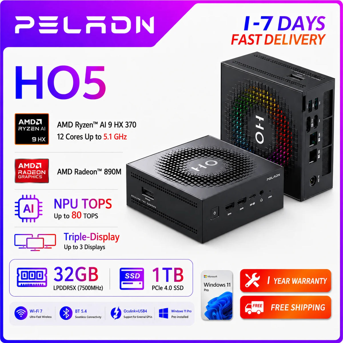 PELADN HO5 Ryzen AI 9 HX 370 Mini PC