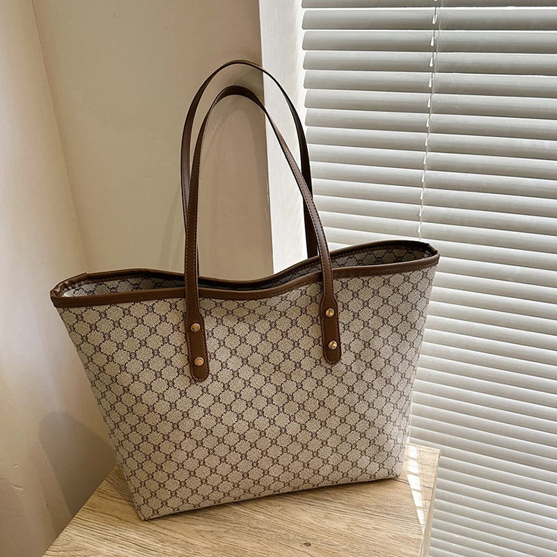 Women's PU Shoulder Tote with Zipper Closure