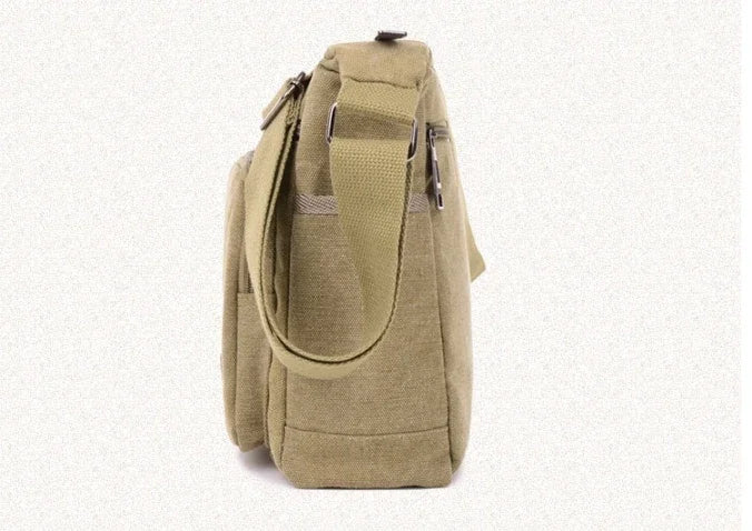 Unisex Canvas Multi-Pocket Crossbody Satchel