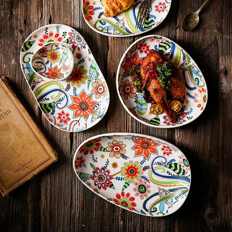 Floral Ceramic Dinner Plate — 8 Inch