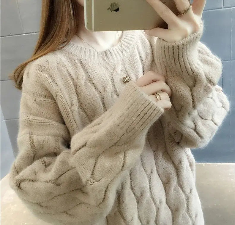 Women's Loose Round-Neck Knit Pullover