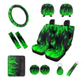 Coloranimal Green Flame Car Interior Accessory Set – 14 Pieces