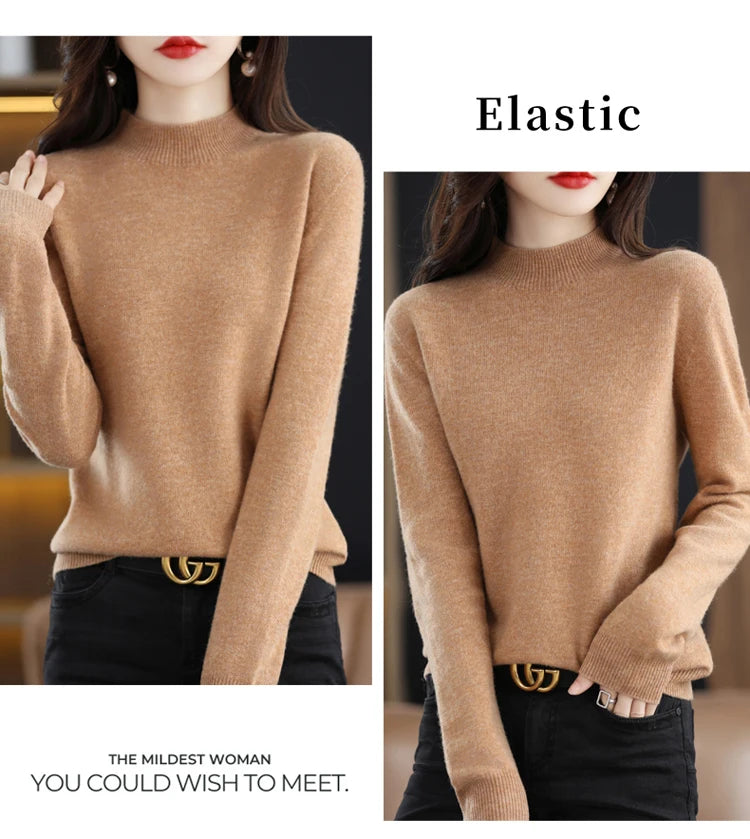 Women's Wool Mock-Neck Knit Sweater