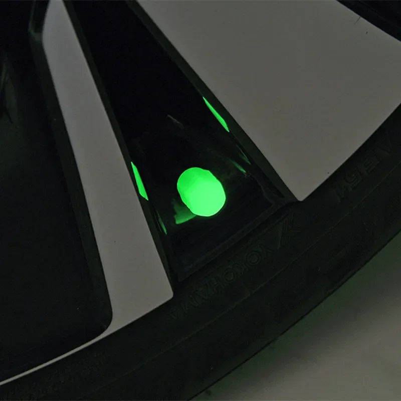 Glow-in-the-Dark Tire Valve Caps – Set of 4