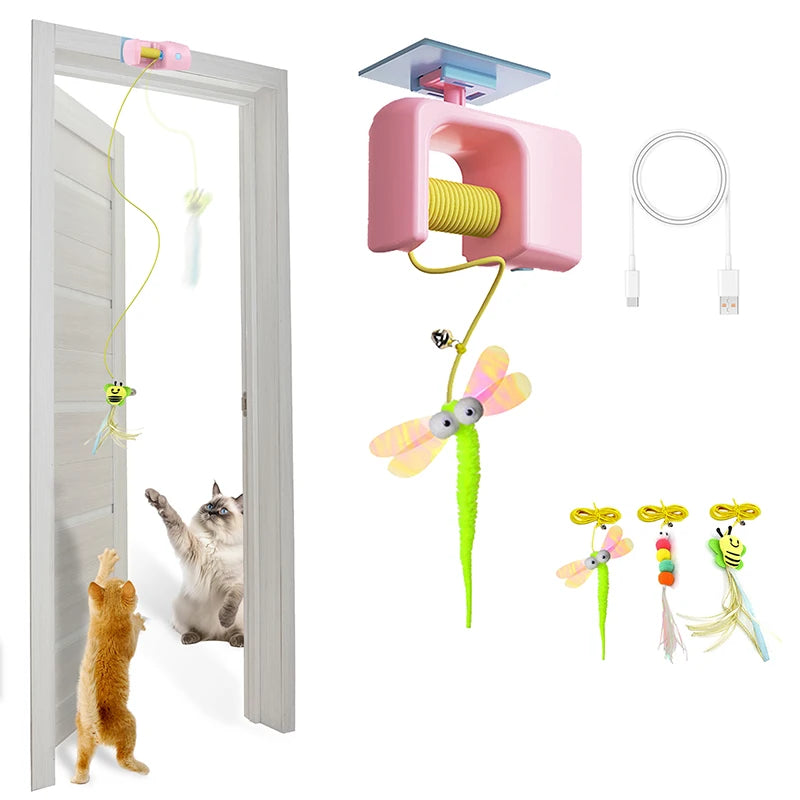 BOOTEELY Rechargeable Hanging Retractable Cat Toy