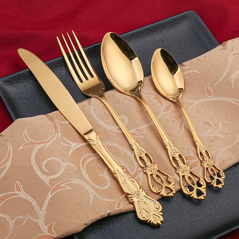 Vintage-Style Stainless Steel Flatware — Assorted Sets