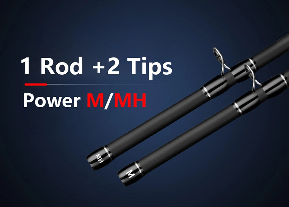 Carbon Fishing Rod with Two Tips — 1.8, 2.1 or 2.4 m