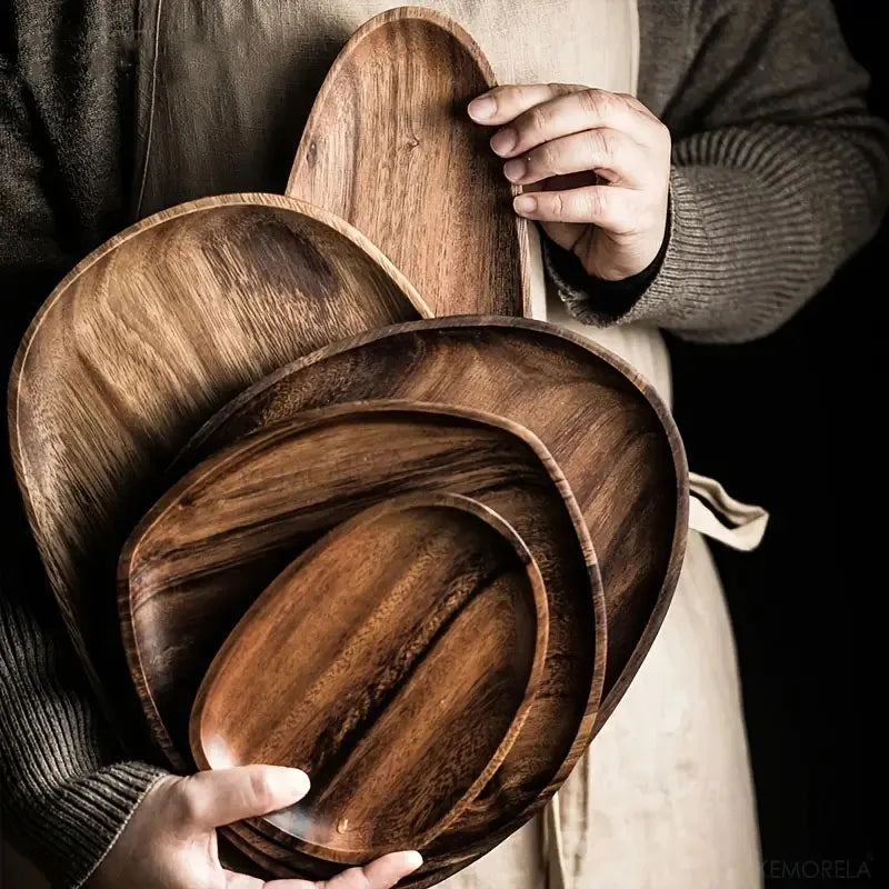 KEMORELA Solid Wood Serving Plates and Trays