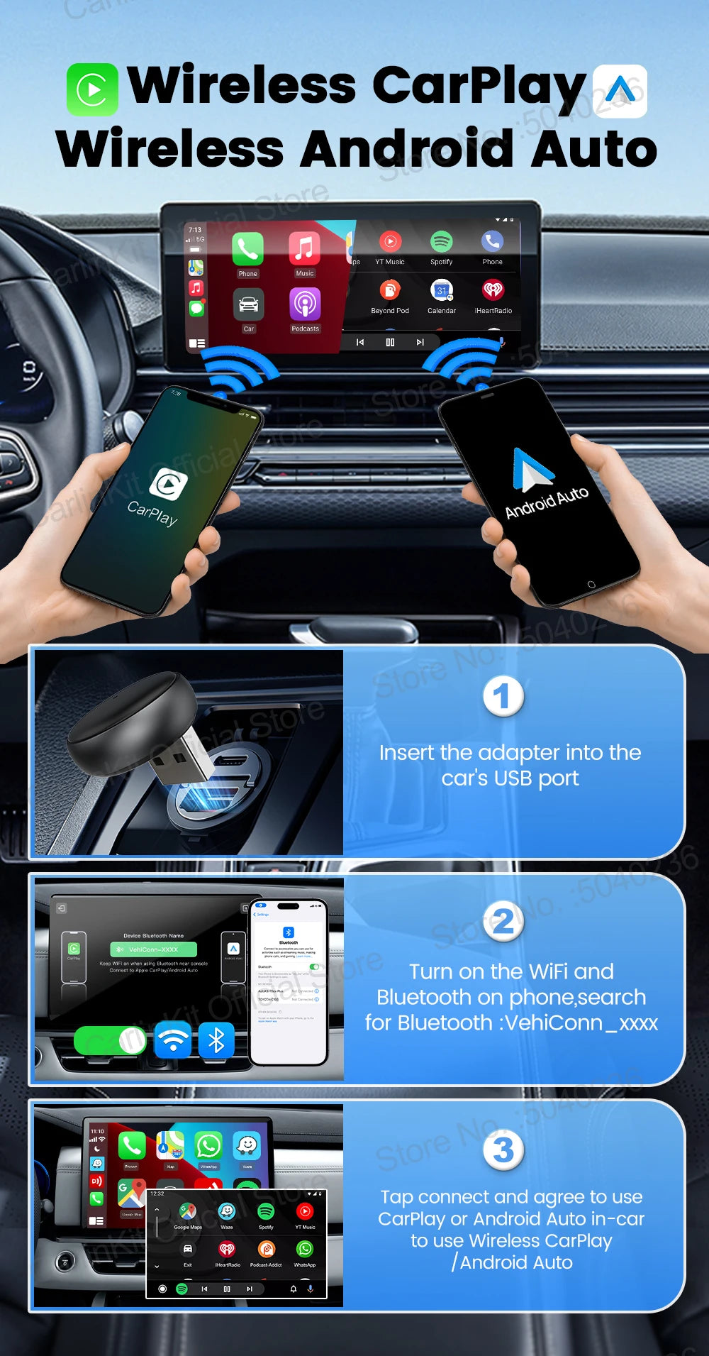 CarlinKit Mini Ultra 3 Wireless CarPlay & Android Auto Adapter