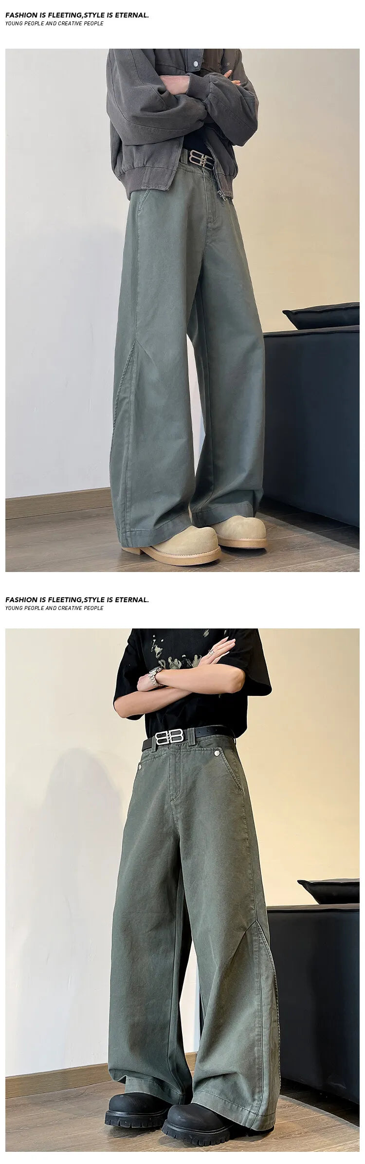 Men's Relaxed Wide-Leg Casual Cargo Pants