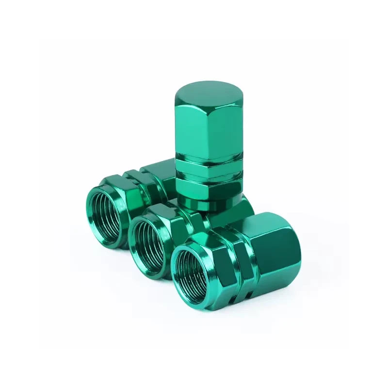 Aluminum Tire Valve Caps with Plastic Liners – Set of 4
