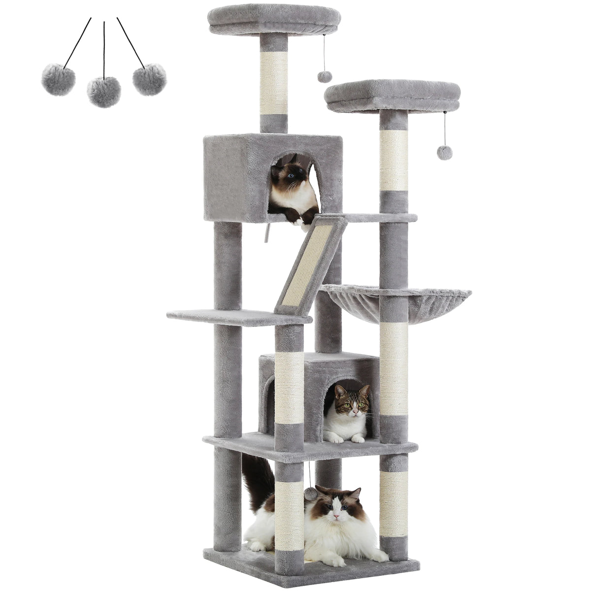 Multi-Level Cat Tree with Scratching Posts, Cozy Condo, Hammock, Large Cat Tower for Indoor Cats, Cat Scratching Board, Cat Toys Whispering Desires Shoppe