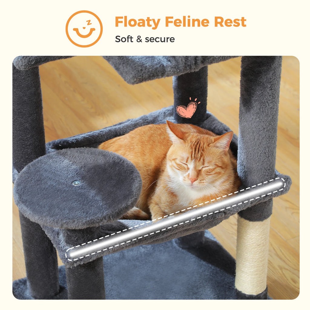 113cm Five-Level Cat Tree with Hammock & Condo