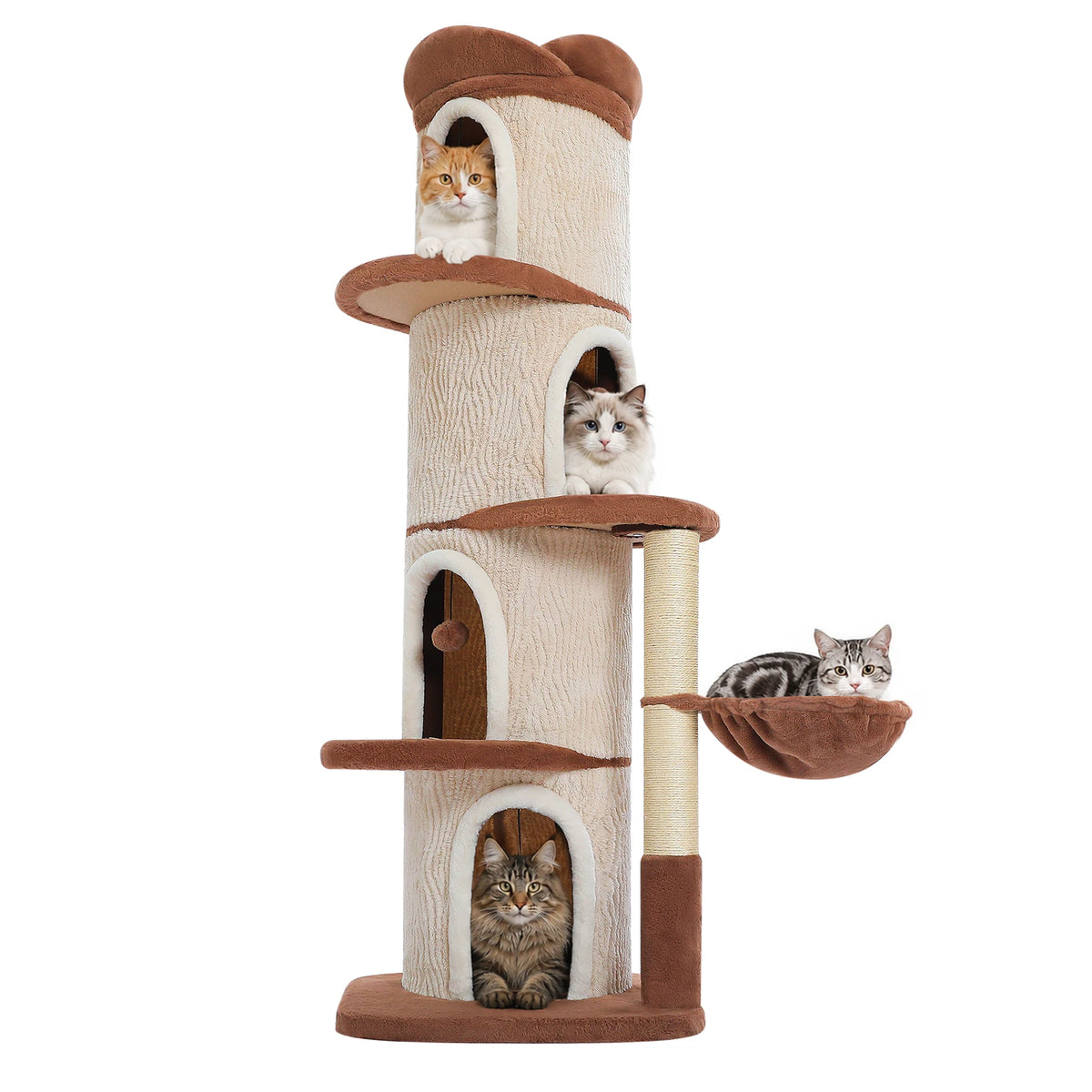 Large Cat Tree with Multiple Condos & Flower Bed