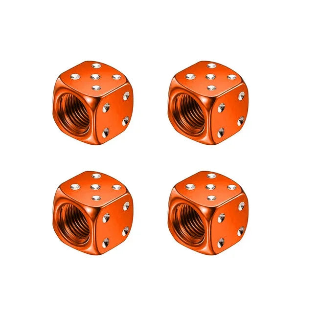 Dice-Style Aluminum Tire Valve Caps – Set of 4