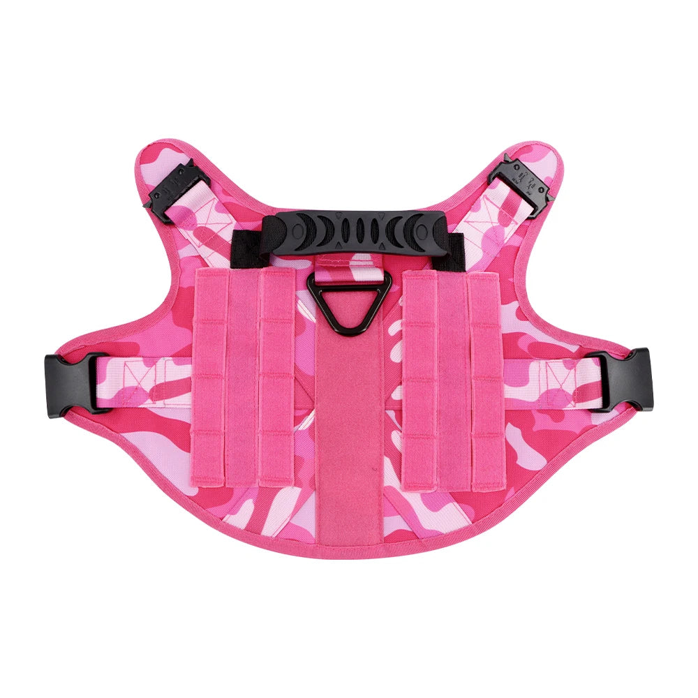 Pink Camouflage Adjustable Tactical Dog Harness