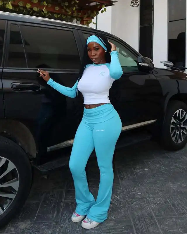 Women's Long-Sleeve Crewneck Top and Pants Set