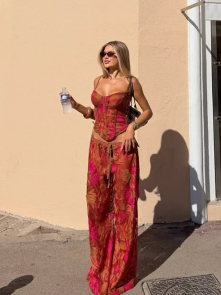 Women's Floral Top and Wide-Leg Pants — Separates or Set