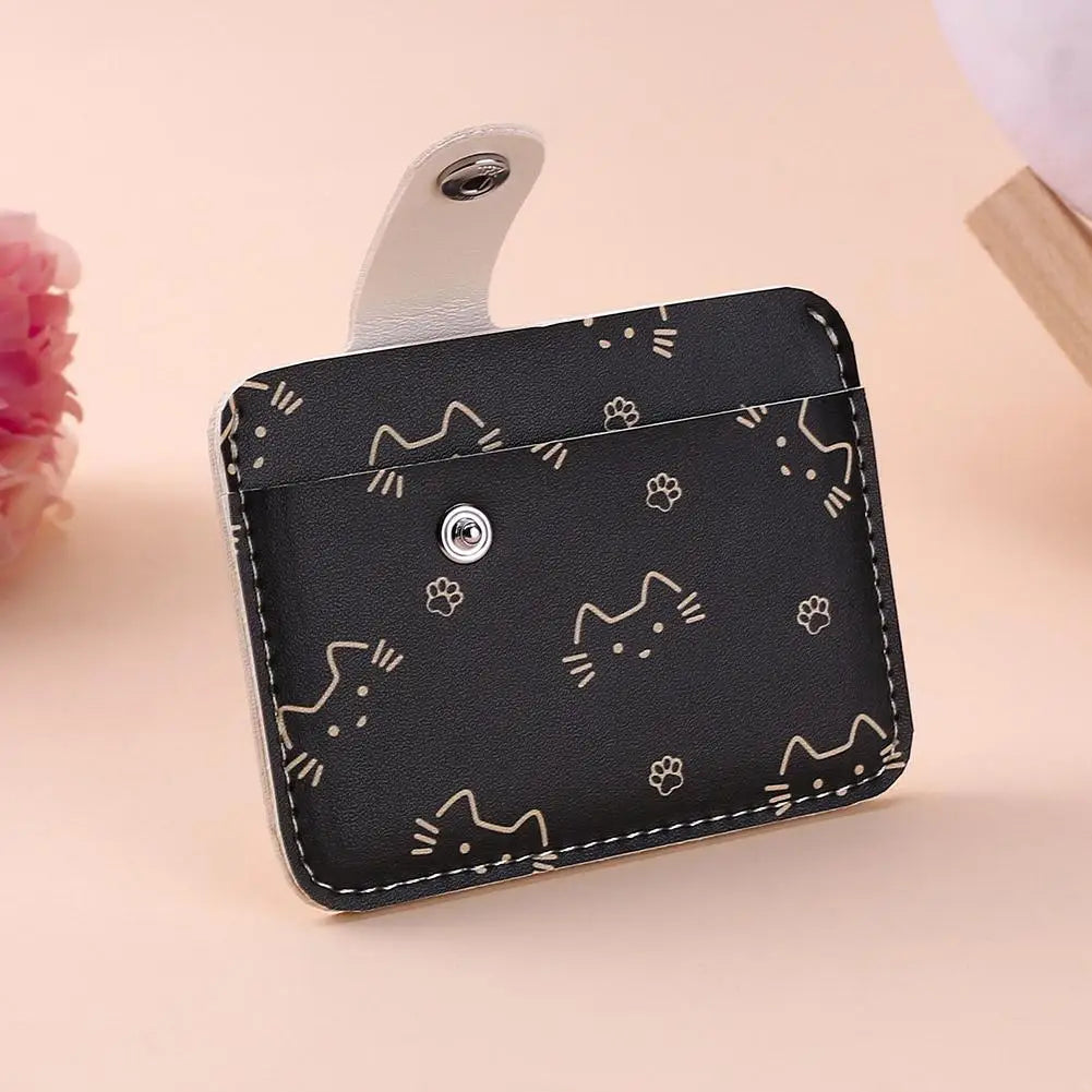 Women's Cat-Print Mini PU Wallet