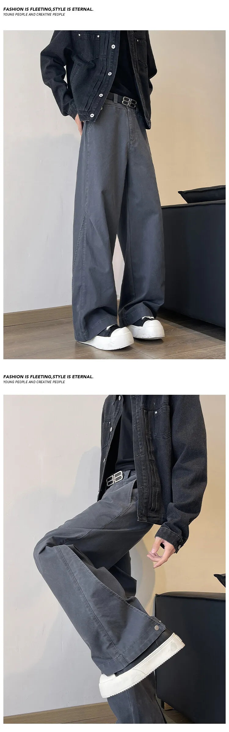 Men's Relaxed Wide-Leg Casual Cargo Pants