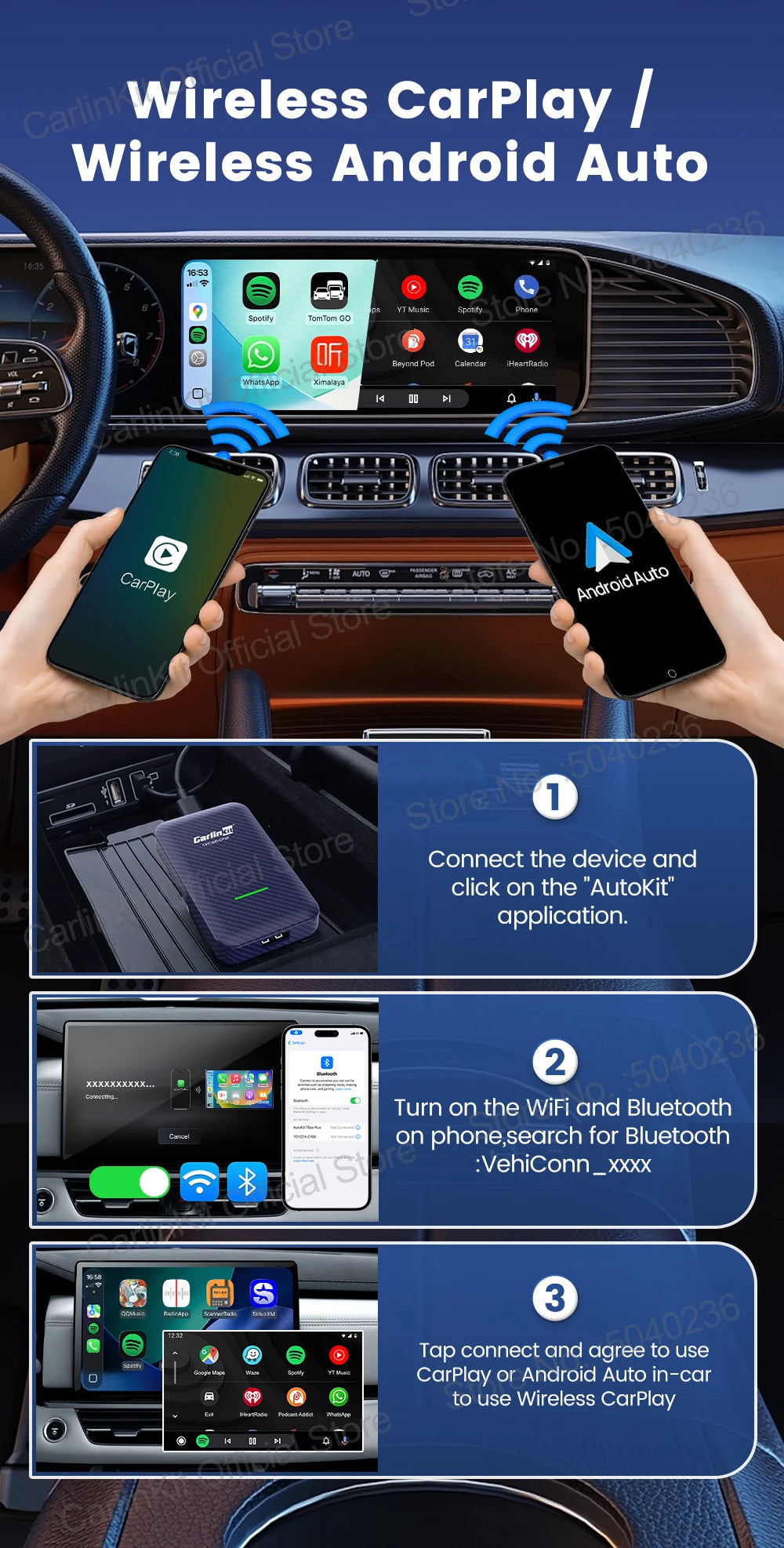 CarlinKit CP2A Wireless CarPlay & Android Auto Adapter