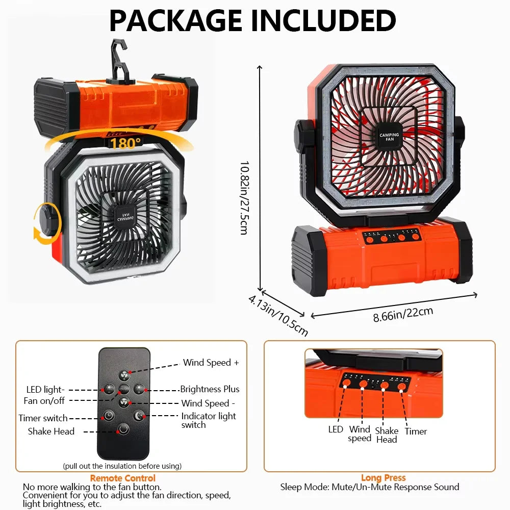 Rechargeable Clip-On Portable Fan with LED Light