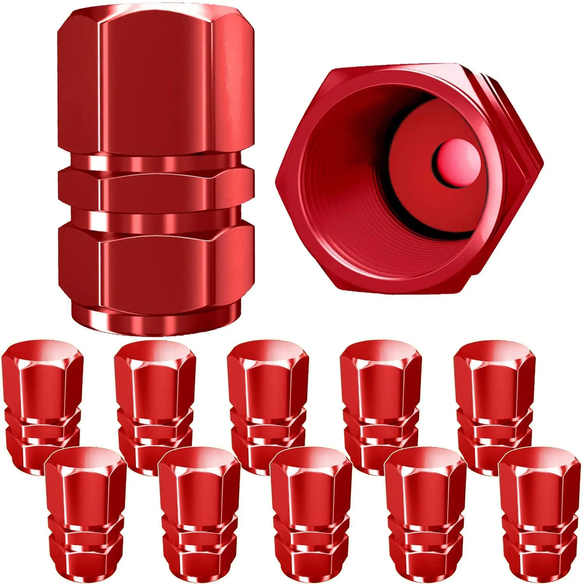 Aluminum Tire Valve Caps with Rubber Seals – Set of 4