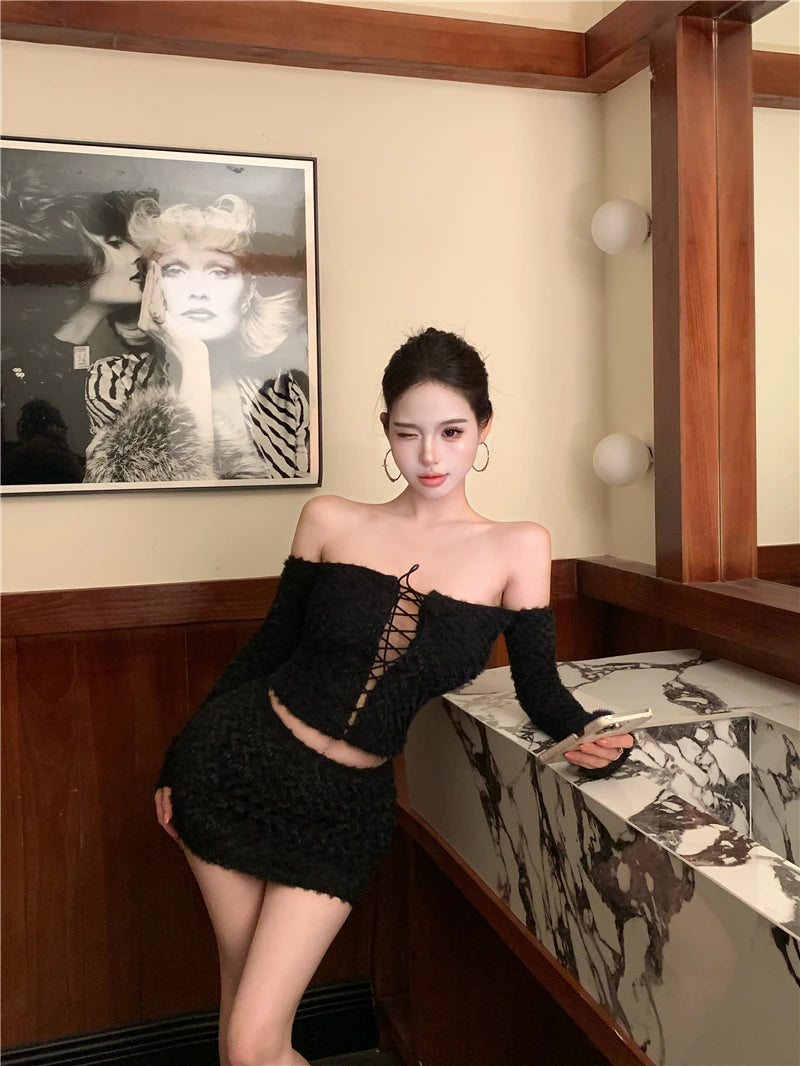Cross-Strap Knit Top & Mini Skirt Separates