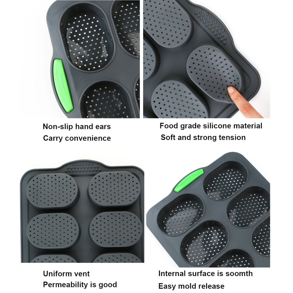 Eight-Cavity Silicone Bread Roll Mold