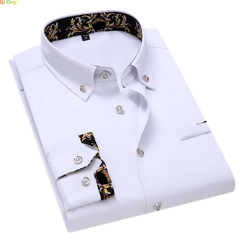 Men's Long-Sleeve Smart Casual Button-Up Shirt