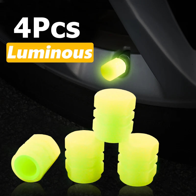 Glow-in-the-Dark ABS Tire Valve Caps – Set of 4
