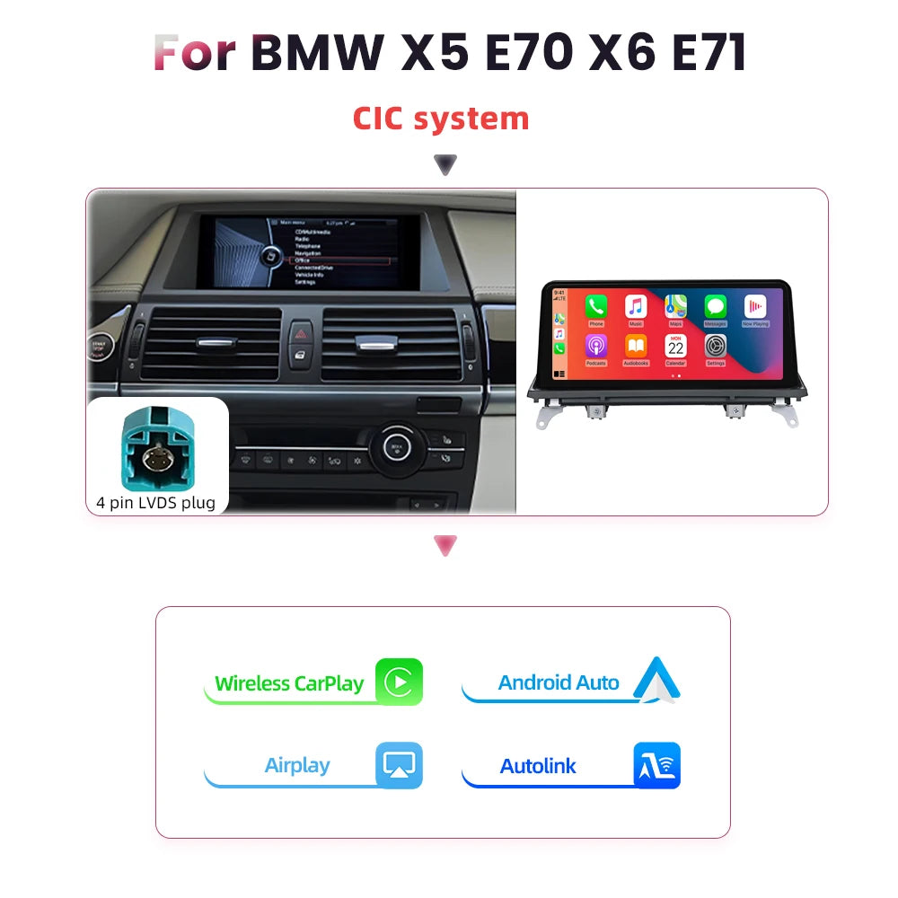 BONROAD 10.25-Inch CarPlay Display for BMW X5 / X6