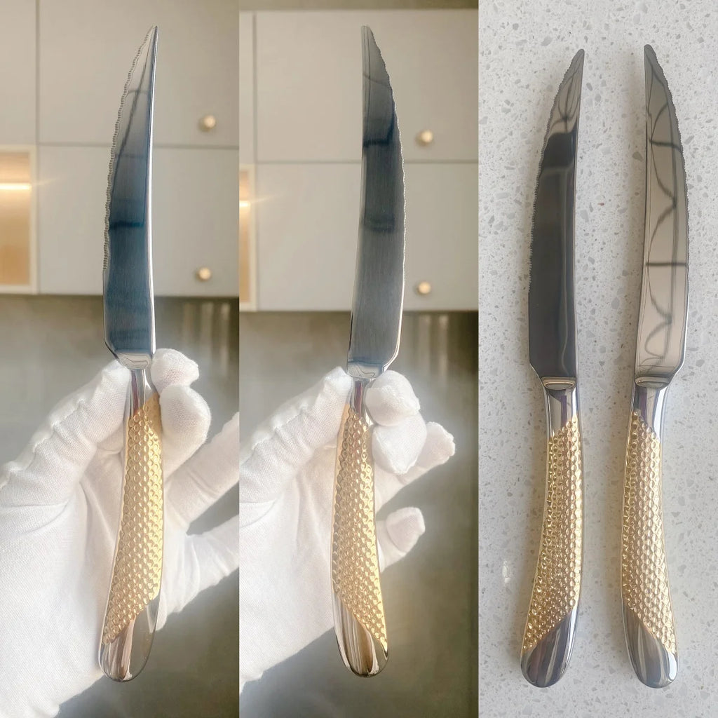 Hammered-Handle Stainless Steel Flatware Sets