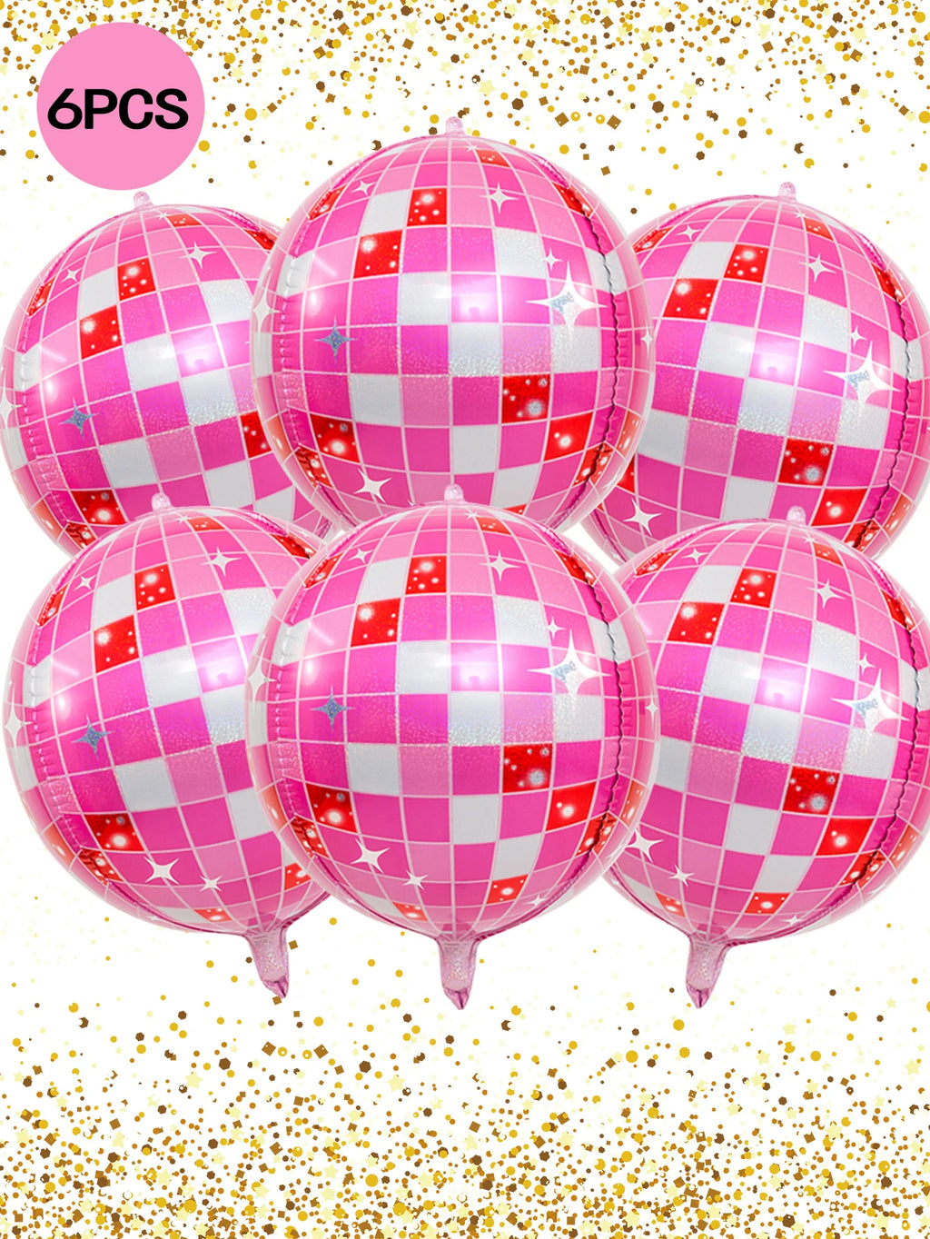 Pink 22-Inch 4D Disco Balloons, 6-Pack