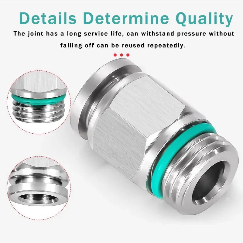 304 Stainless Steel Pneumatic Connectors — Assorted Packs